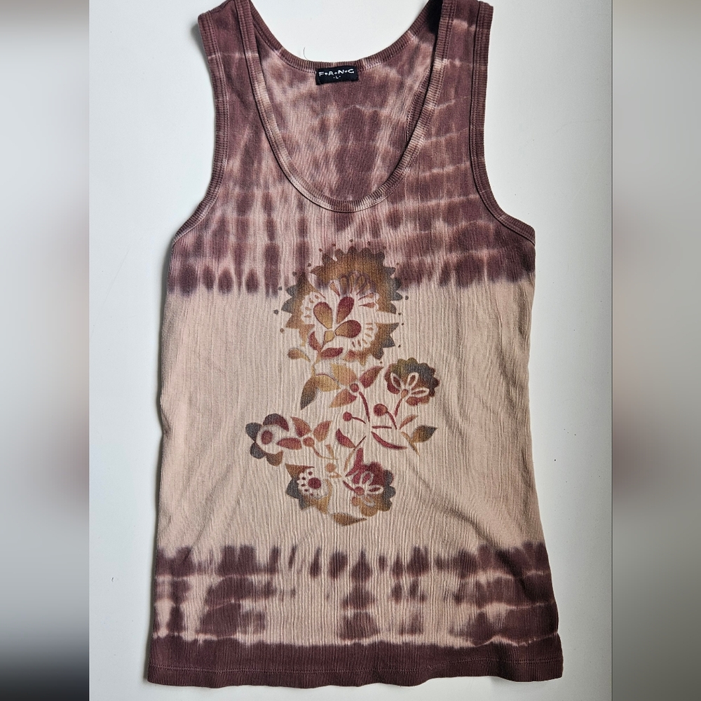 Y2k vintage F.a.n.g tie dye brown racerback tank